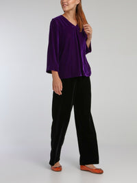 Wally Black Velvet Fluid Pants