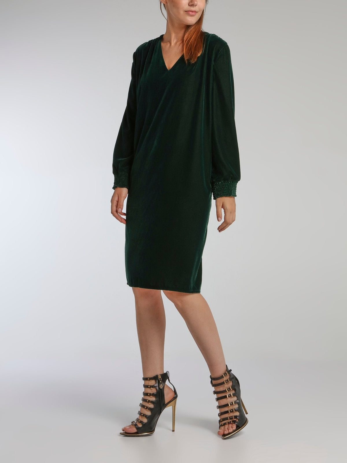 Warrior Emerald V-Neck Straight Dress