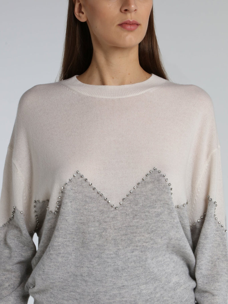 Barbara Two-Tone Strass Detail Jumper