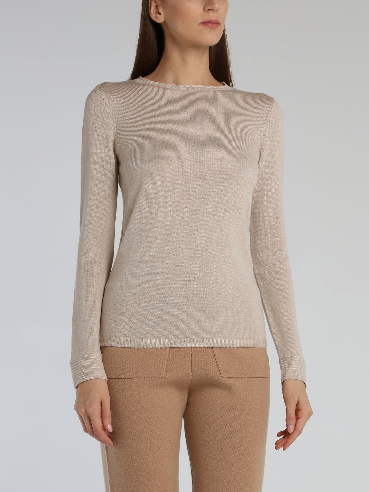 Berlin Beige Crewneck Basic Sweater