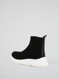 Black Multi-Stud Sock Runner Sneakers