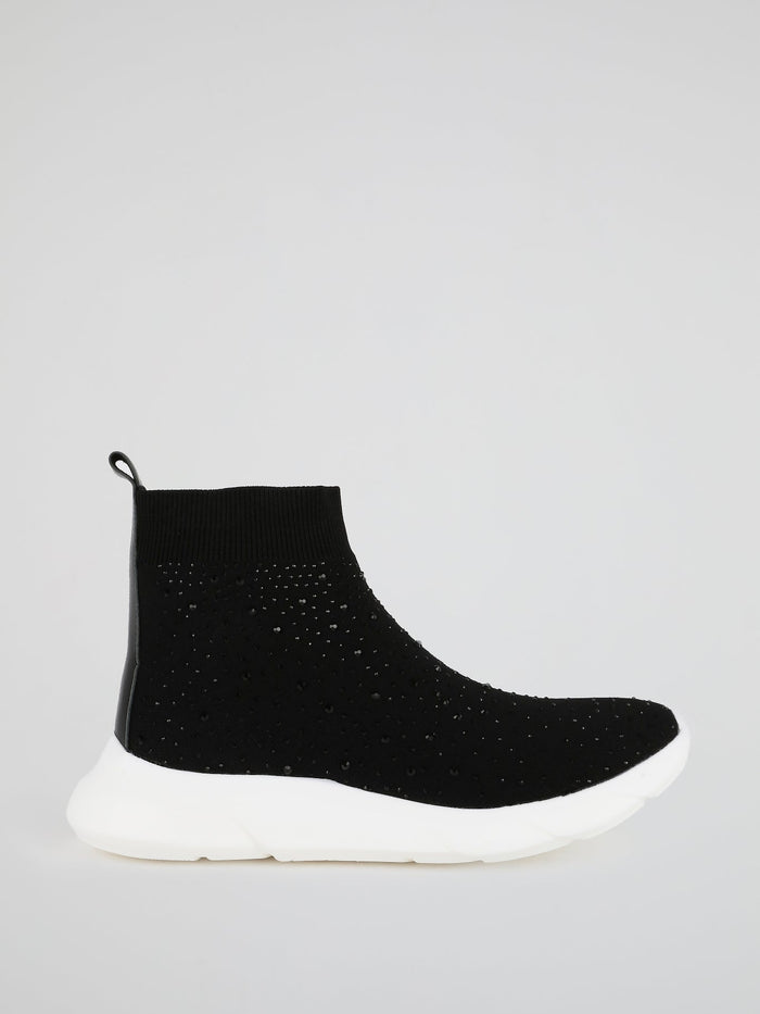 Black Multi-Stud Sock Runner Sneakers