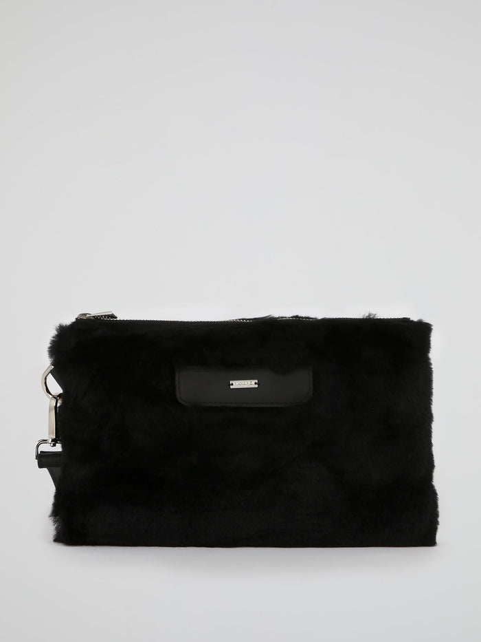 Black Wool Skin Pouch