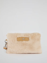 Beige Wool Skin Pouch