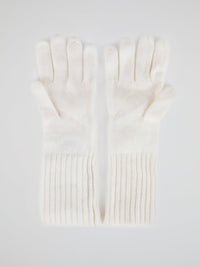 White Mink Fur Pom Pom Gloves