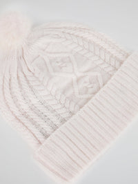 Pink Vison Fur Pom Pom Bonnet