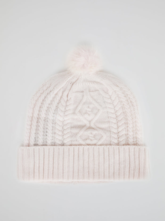 Pink Vison Fur Pom Pom Bonnet