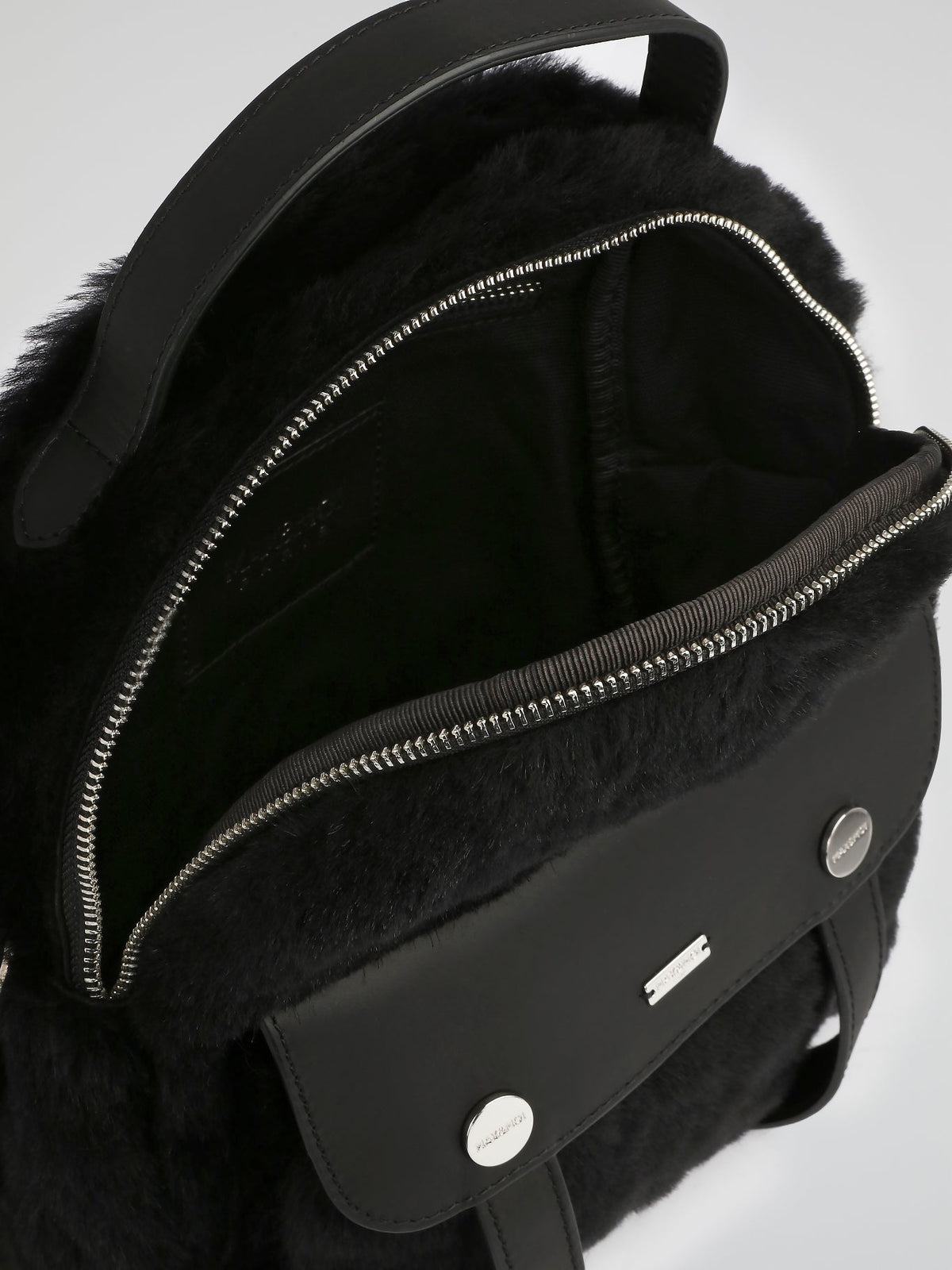 Black Wool Mini Backpack