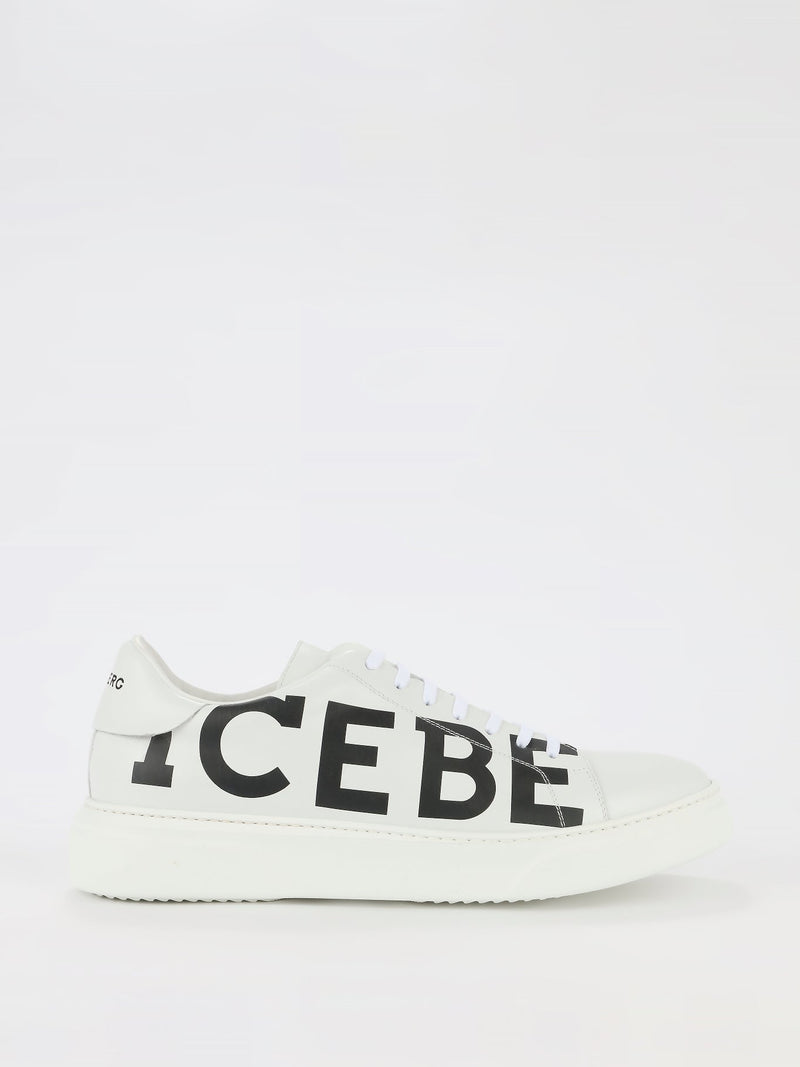 White Logo Leather Trainers