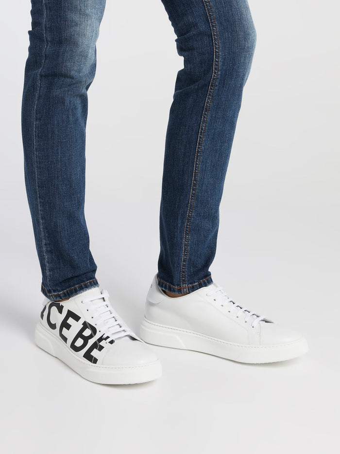 White Logo Leather Trainers