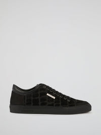 Black Reptile Suede Trainers