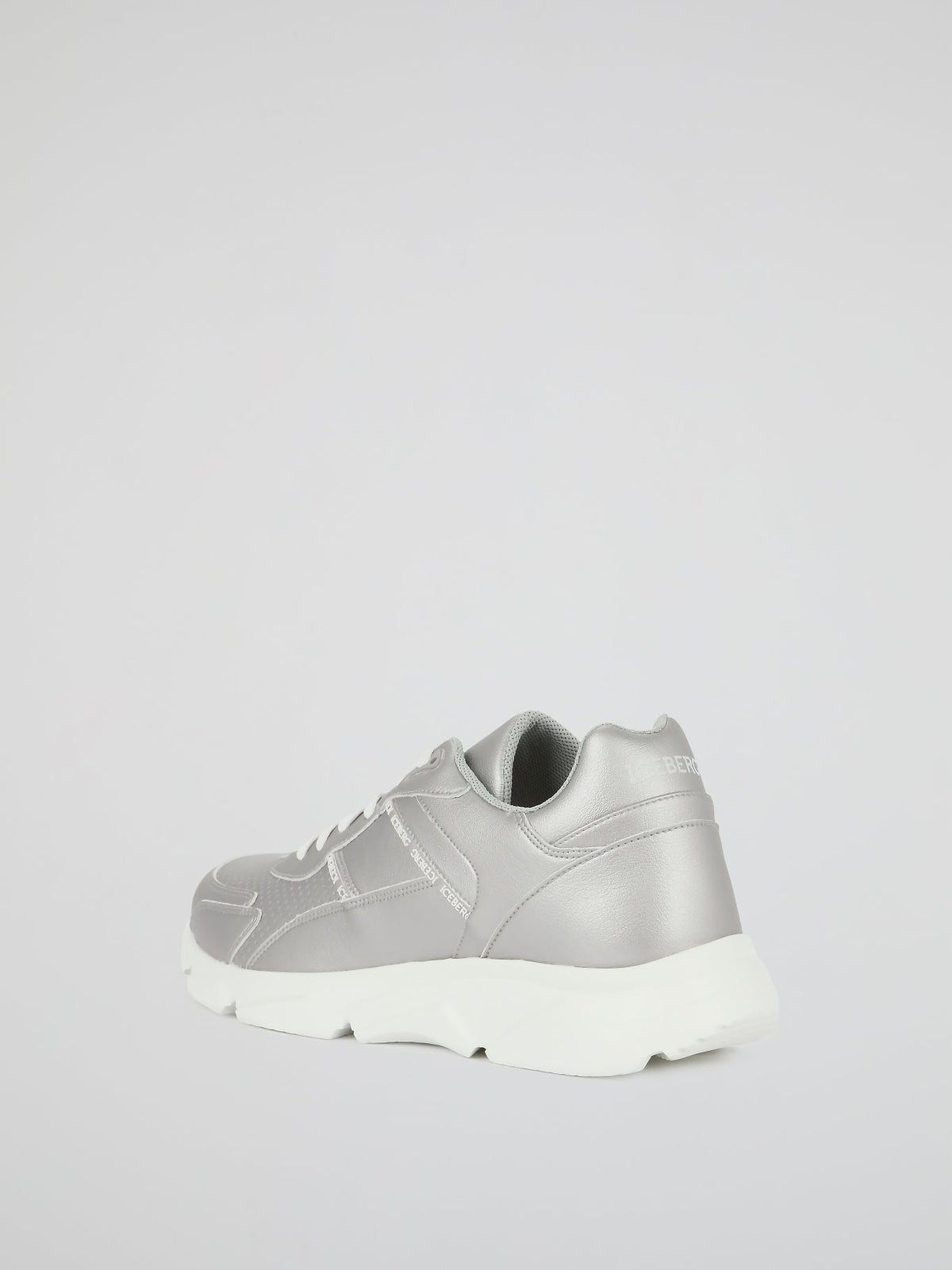 Silver Perforated Leather Sneakers