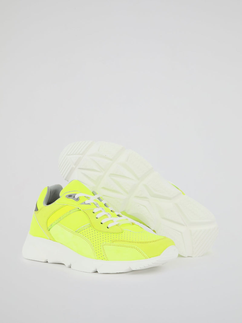 Neon Yellow Perforated Active Sneakers