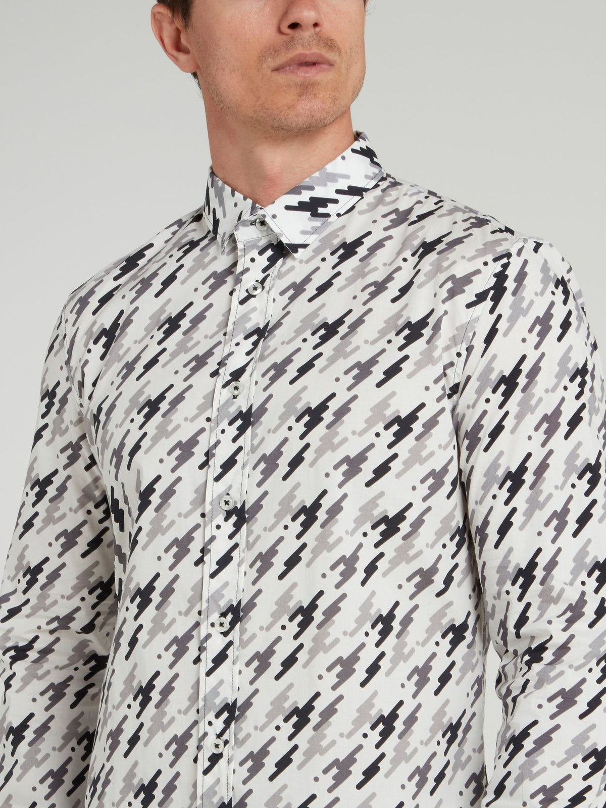 White Pattern Print Shirt