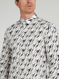 White Pattern Print Shirt