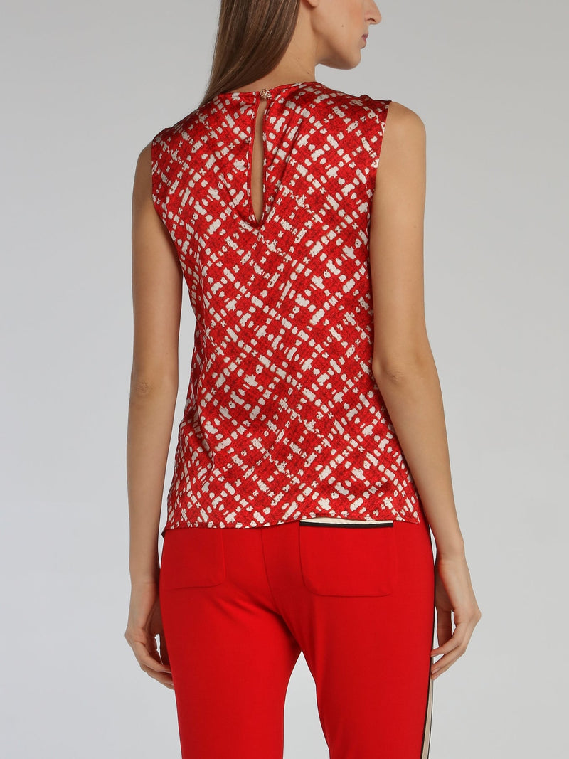 Red Keyhole Back Sleeveless Top