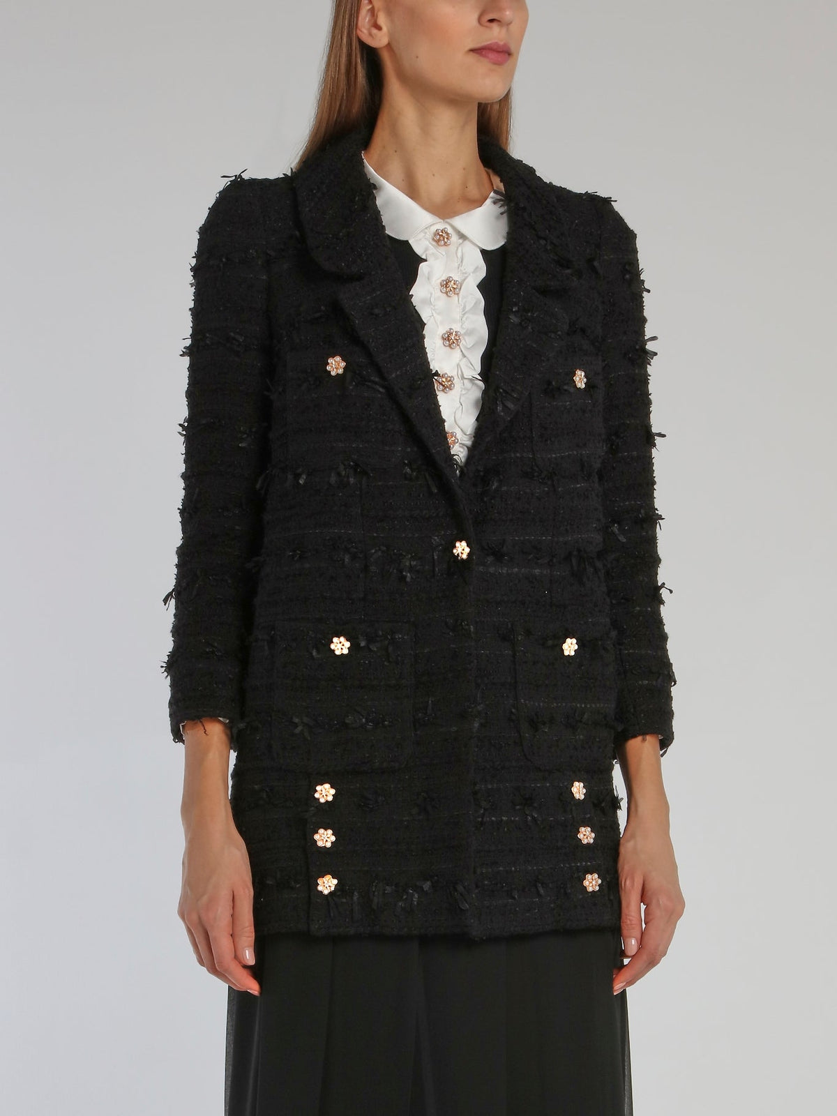 Black Embellished Tweed Jacket