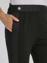 Black Button Detail Waistband Pants