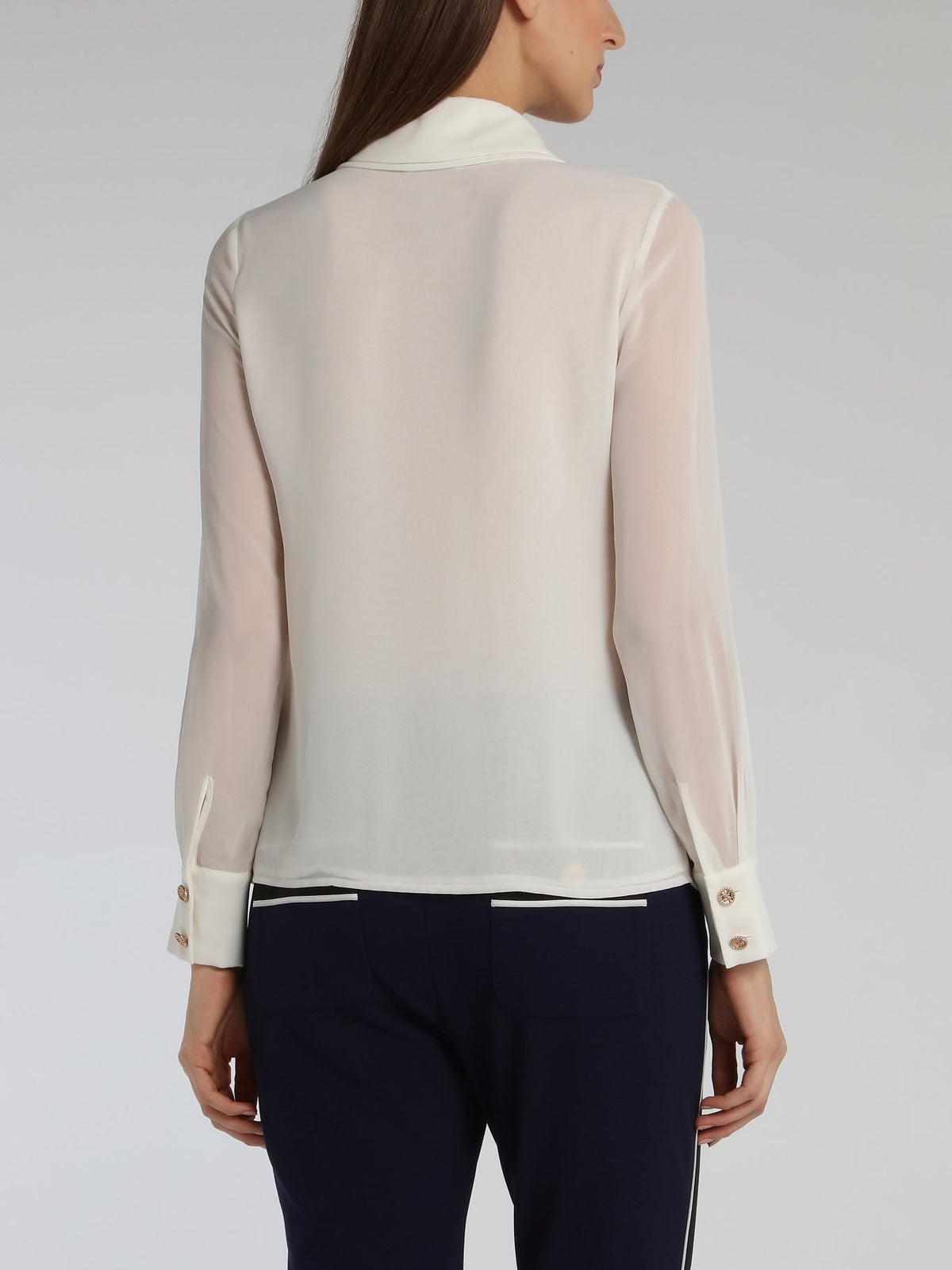 White Multi-Collar Pleated Blouse