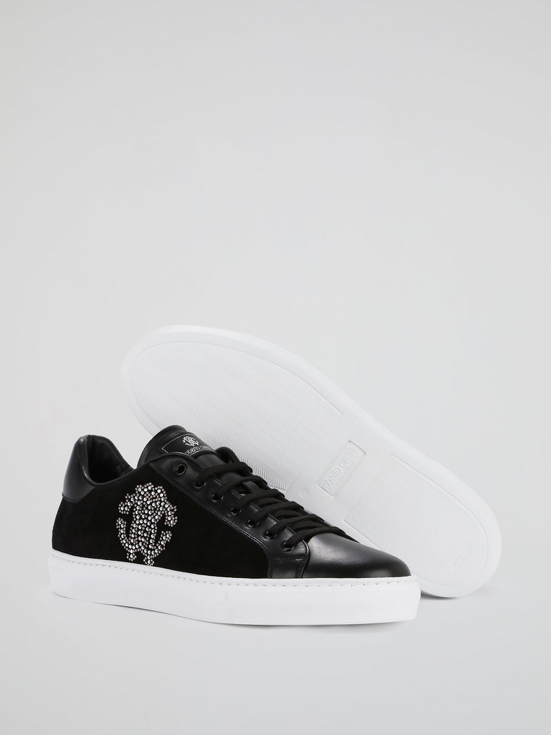 Black Studded Monogram Sneakers