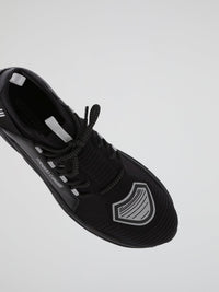 Black Contrast Logo Strap Runner Sneakers