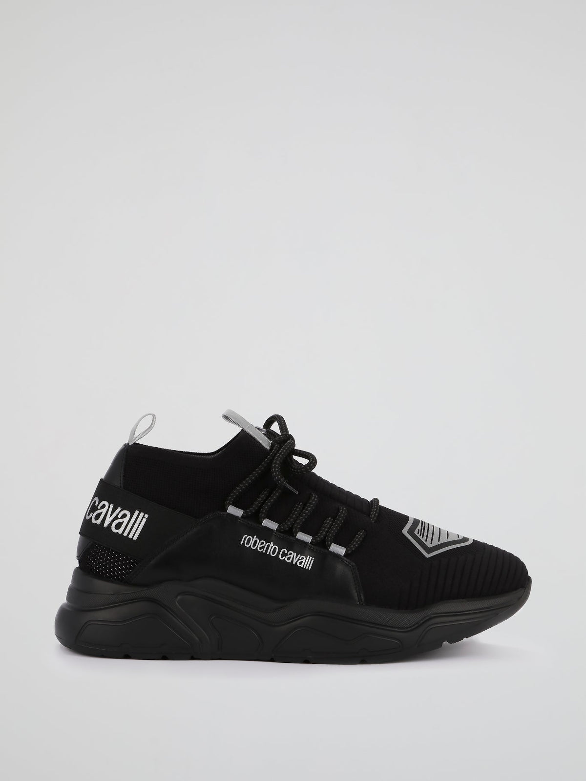 Black Contrast Logo Strap Runner Sneakers