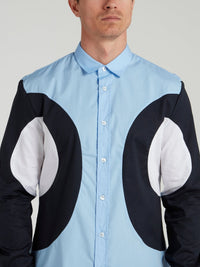 Blue Colour Block Long Sleeve Shirt