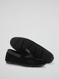 Black Goat Hair Loafers