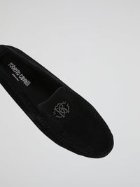 Black Monogram Velvet Loafers