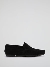 Black Monogram Velvet Loafers