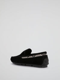 Black Snake Panel Velvet Loafers