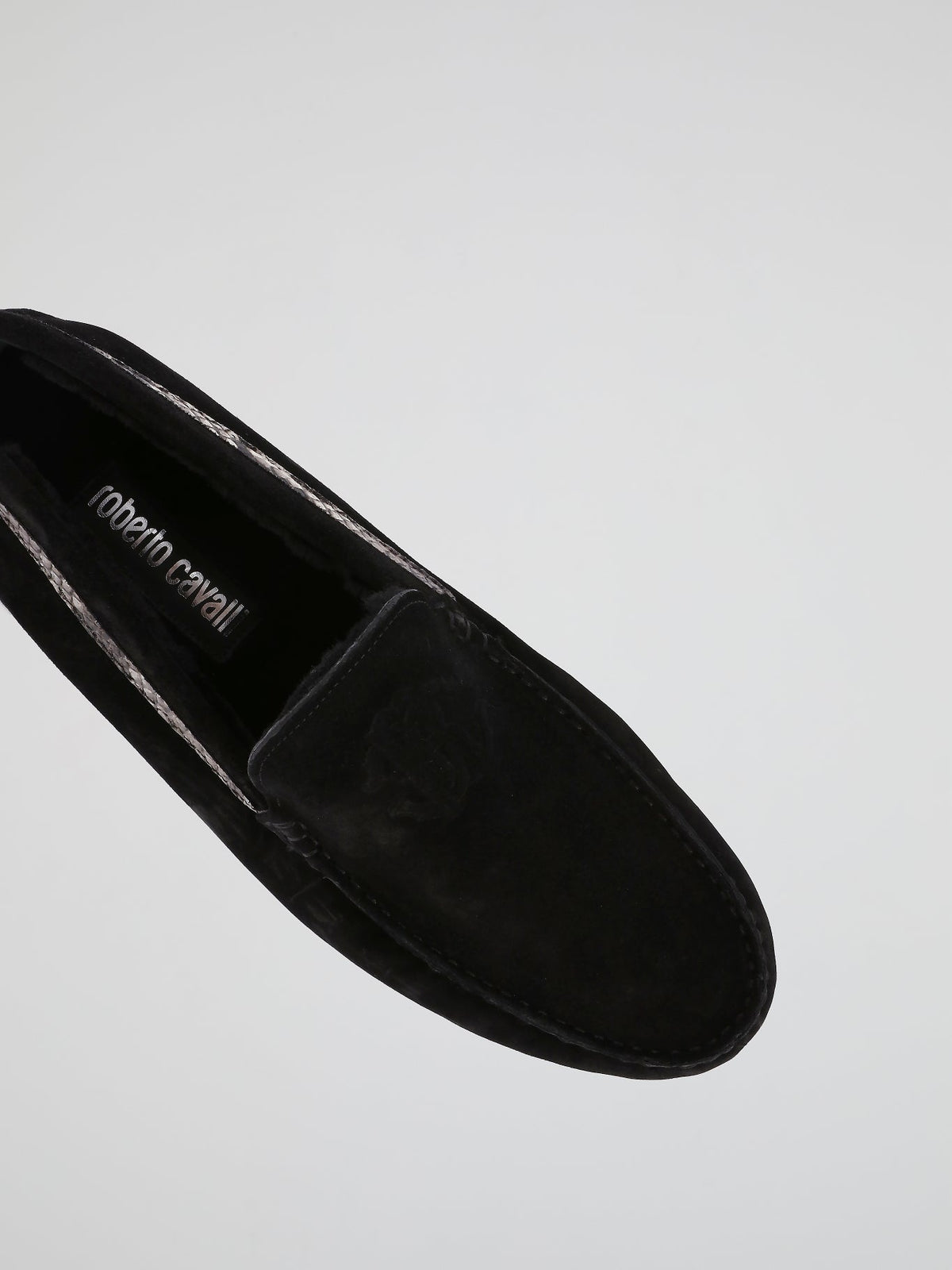 Black Snake Panel Velvet Loafers