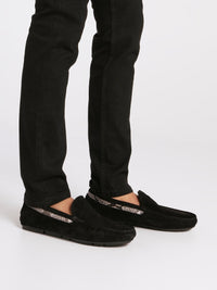 Black Snake Panel Velvet Loafers