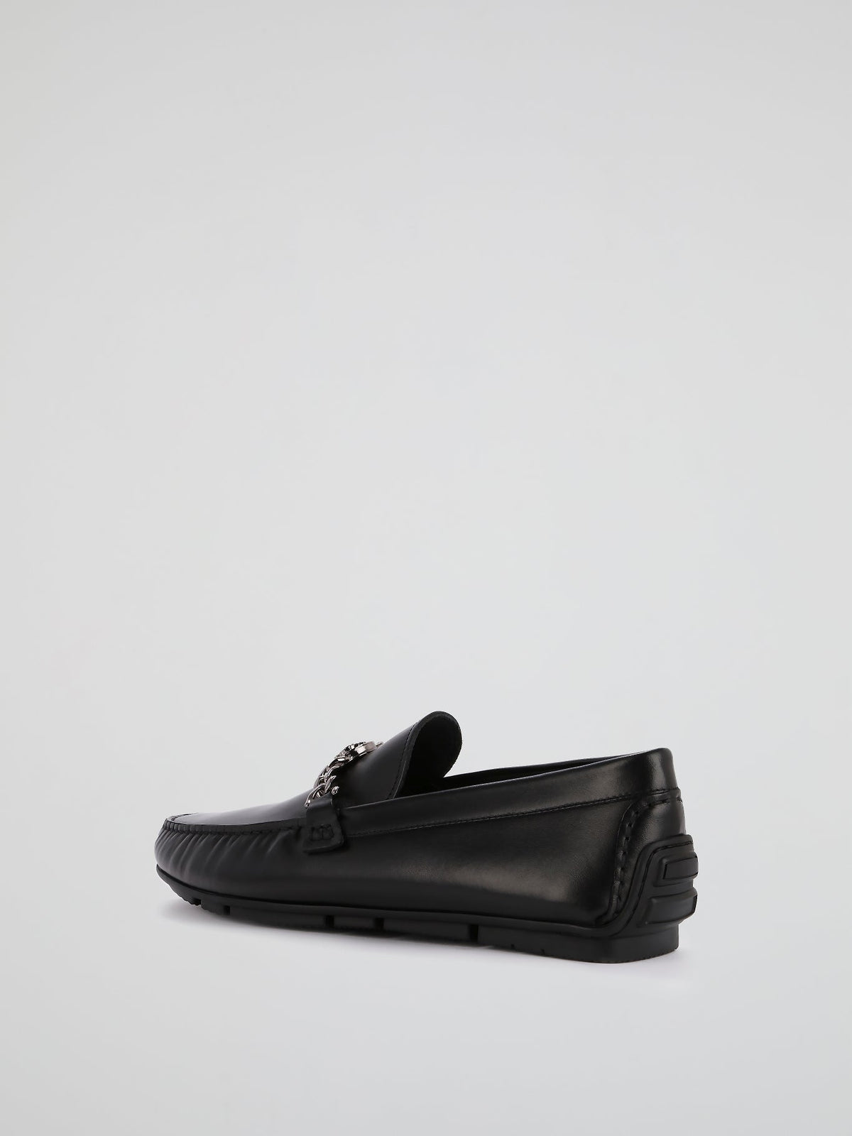 Black Chain Monogram Leather Loafers