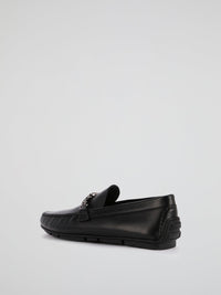 Black Chain Monogram Leather Loafers