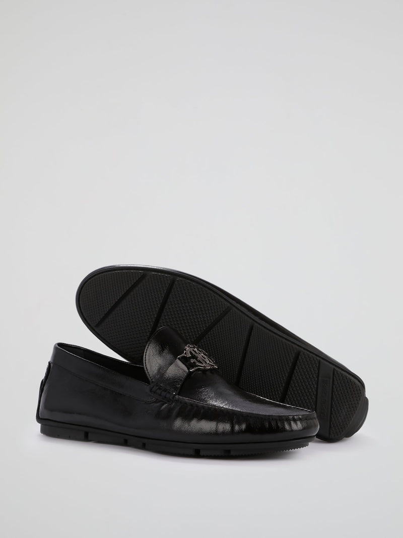 Black Patent Leather Monogram Loafers