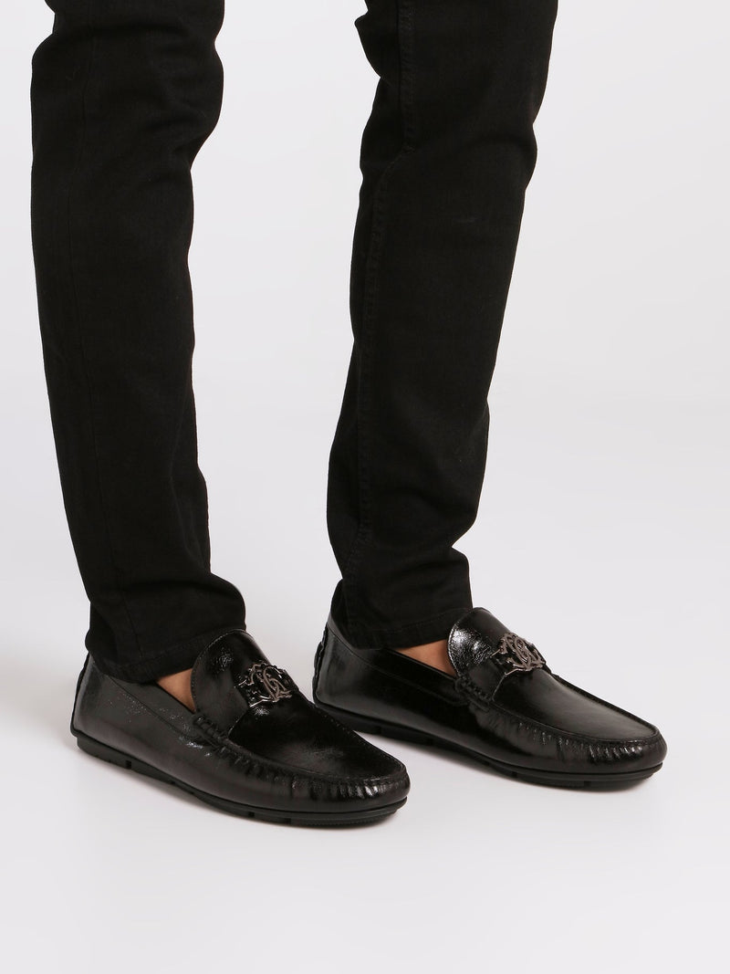 Black Patent Leather Monogram Loafers