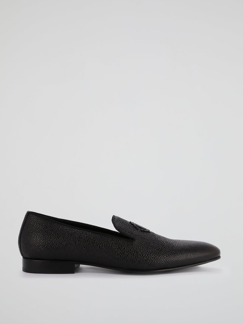 Black Cloqu�� Leather Loafers