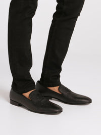 Black Cloqu�� Leather Loafers