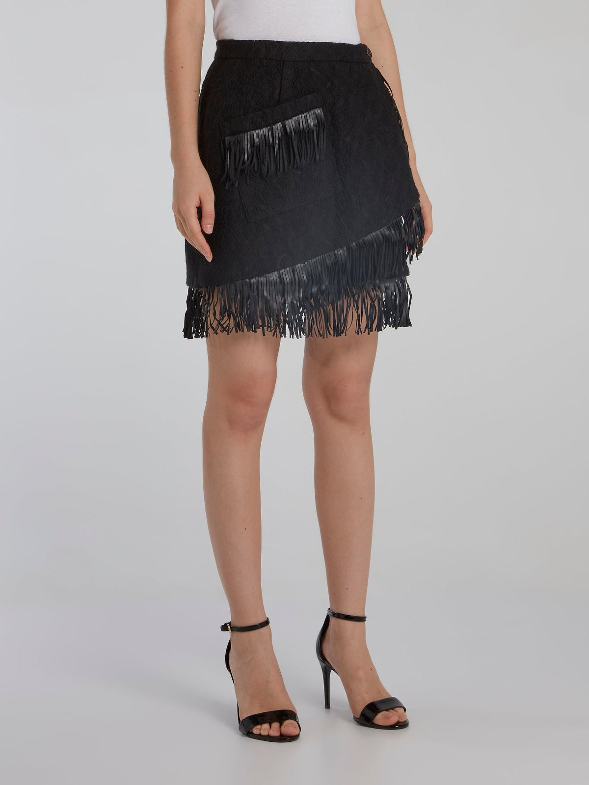 Black Fringe Detail Mini Skirt