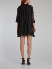 Black Lace Sleeve Shift Dress