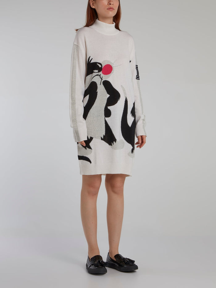 Sylvester The Cat White Sweater Dress