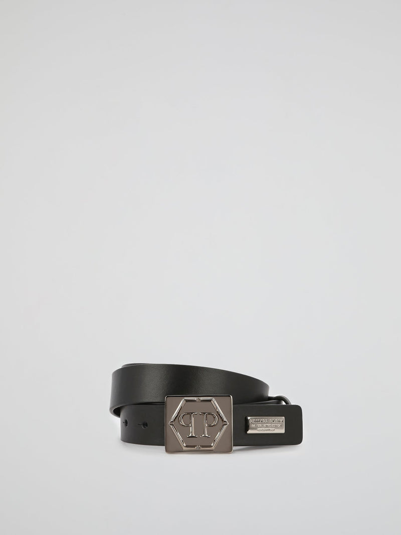 Black Monogram Pin Buckle Belt