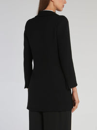 Black Button Detail Long Blazer