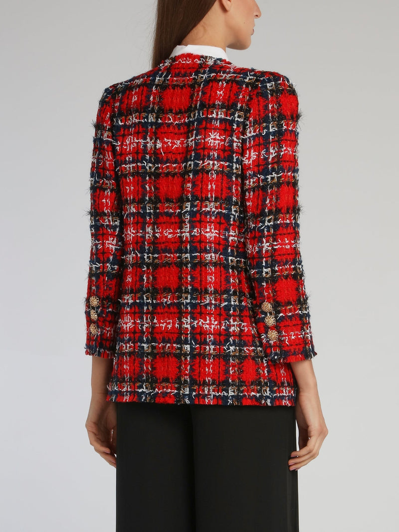 Red Check Tweed Blazer