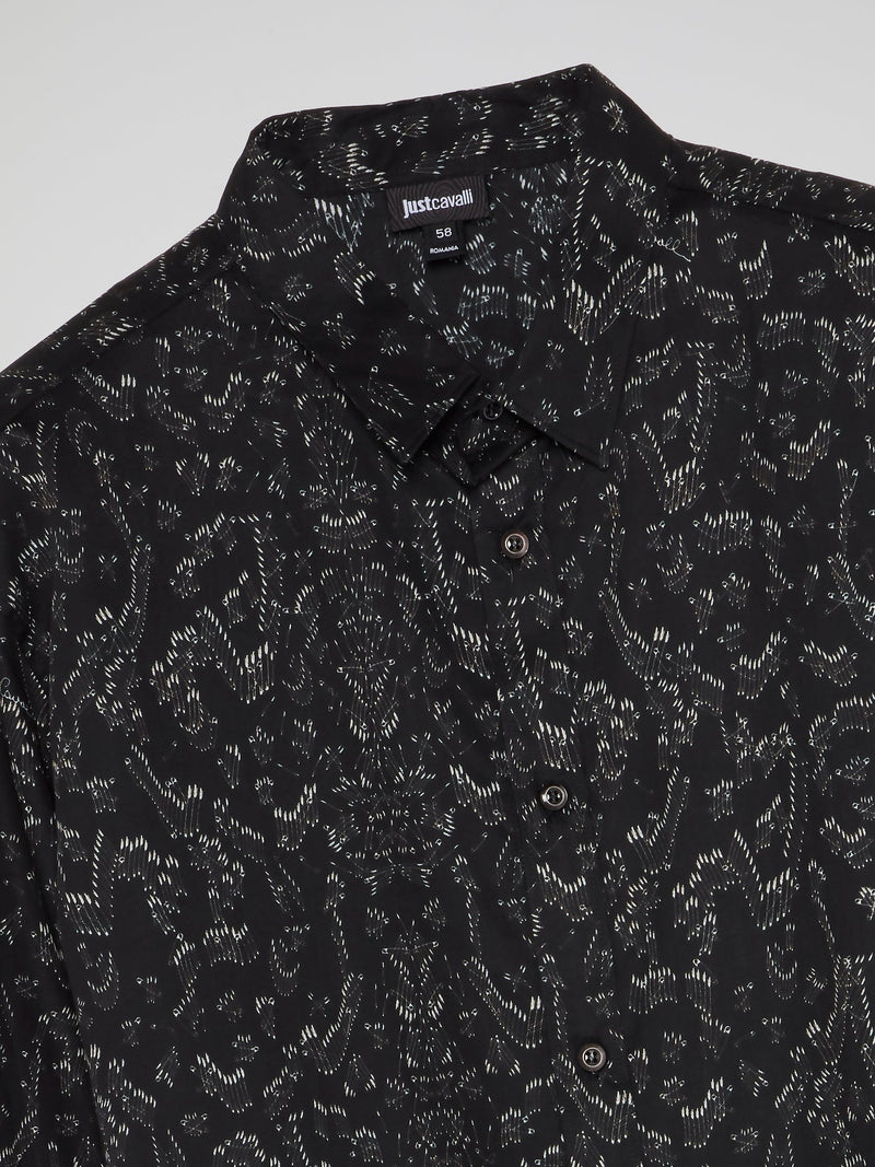 Black Safety Pin Print Shirt