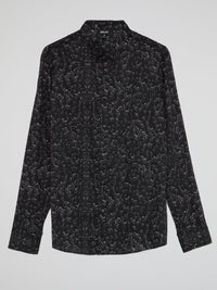 Black Safety Pin Print Shirt