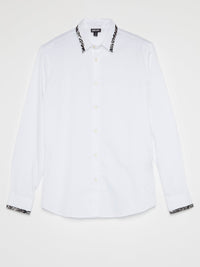 White Contrast Trim Shirt