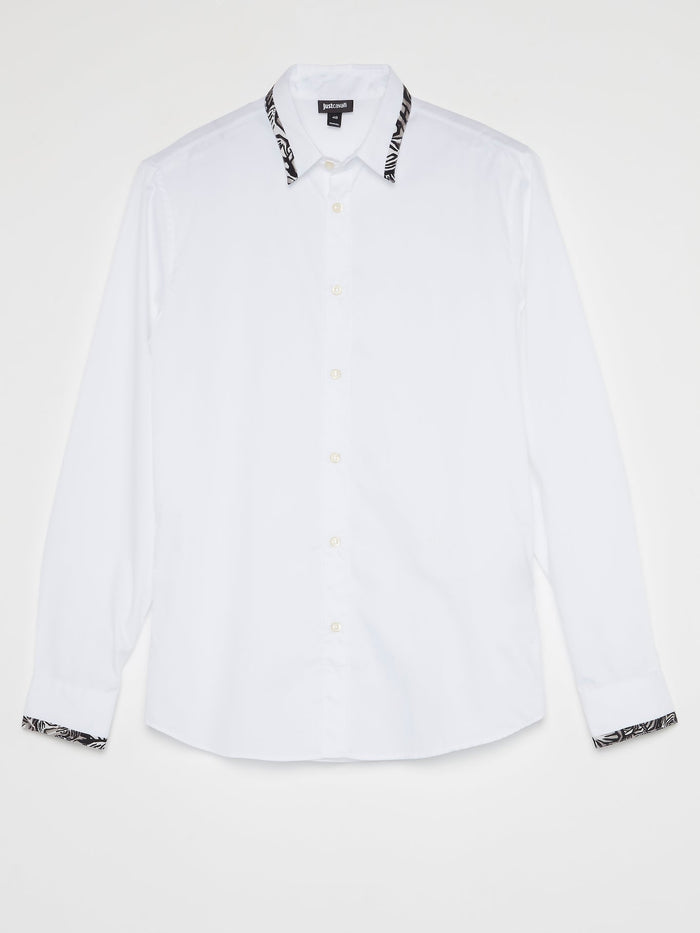 White Contrast Trim Shirt