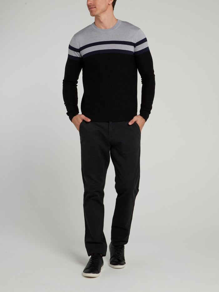 Black Striped Knitted Sweater